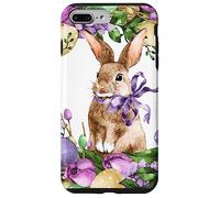 Floral Easter Bunny Wreath Decor for Women Cute Easter Day Coque pour iPhone 7 Plus/8 Plus