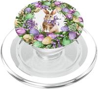 Floral Easter Bunny Wreath Decor for Women Cute Easter Day PopSockets PopGrip pour MagSafe