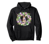 Floral Easter Bunny Wreath Decor for Women Cute Easter Day Sweat à Capuche