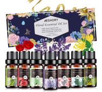 Floral Essential Oils 7x10ml,Aromatherapy Essential Oils Kit 100% Pure & Natural For Diffusers-Cherry Blossom,Clove,Jasmine,Lavender,Rose,White Tea,Ylang Ylang