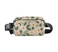 Floral et blanc beige naturaliste mode fermeture éclair sac ceinture sac pour femmes hommes grande capacité avec sangle réglable pour voyage shopping course bolsas de cintura pour femmes hommes, fleur