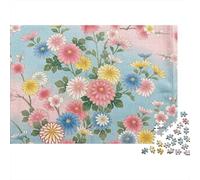 Floral Fabric Pattern Puzzle 1000 pièces Brindilles Pastel Adulte Carton Épaissi Décompression Éducatif Cadeau 52x38cm/1000pcs