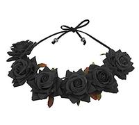 Floral Fall Couronne de cheveux avec roses rouges F-67 (Noir)