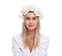 Floral Fall Couronne de fleurs de rose pour festival, mariage, couronne de cheveux F-32, 1#ivoire, 1 pièce (lot de 1)