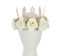Floral Fall Couronne de fleurs rose rouge pour cheveux F-67 - Ivoire - Taille M