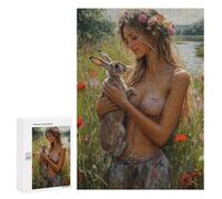 Floral Fantasy with Rabbit Puzzle 300 Pièces Educa Jouet en Bois Cadeau Unique Décoration Intérieure Jeu Éducatif Challenge Toy Adultes Et Enfants À Partir De 14 Ans 300 PCS