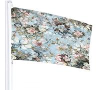 Floral Flag 3x5 FT Bouquet of Love Rose Flower Bud Leaf Spring Outdoor Flags Large Welcome Yard Banners Home Garden Yard Lawn Decor Pink Green Blue