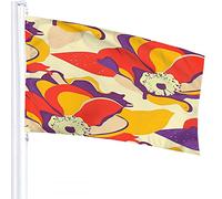 Floral Flag 3x5 FT Poppy Peony Flower Leaves Outdoor Flags Large Welcome Yard Banners Home Garden Yard Lawn Decor Red Yellow Purple
