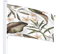 Floral Flag 3x5 FT Tropical Hibiscus Flower Botanical Plant Palm Tree Leaves Outdoor Flags Large Welcome Yard Banners Home Garden Yard Lawn Decor