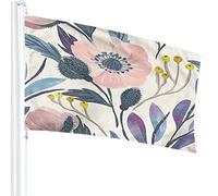 Floral Flag 3x5 FT Watercolor Botanical Plant Flower Blossom Leaves Outdoor Flags Large Welcome Yard Banners Home Garden Yard Lawn Decor Purple Pink