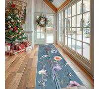 Floral Fleurs Sauvages Tapis de Cuisine Antidérapant Motif botanique Plantes Tapis de Couloir Long et Lavable Jardin Rayé Paillasson Absorbant Entrée, Salle de Bain et Descente de Lit