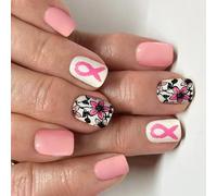 Floral French Tip Press On Nails 24Pcs Matériaux ABS Flexibles Conception De Ruban Rose Port Rapide Ongles Artificiels Party Ready Sweet Flower Press On Nail