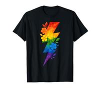 Floral géométrique Thunder Rainbow LGBTQ Low Poly T-Shirt