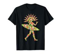 Floral Girl Surfer Shaka Hand Botanique Surf T-Shirt
