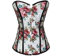 Floral Gothic Women Corset with Flower Print Overbust Shapewear Corselet Bustier Lady Shapers