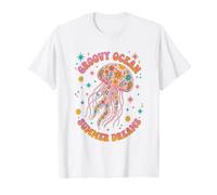 Floral Groovy Ocean Summer Dreams Méduse Plage Vacances T-Shirt