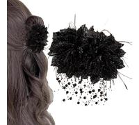 Floral Hair Claw Clips - Chiffon Bead Tassel Jaw Grip, Sturdy Material Strong Hold, Stylish Design Decorative Accessory, Fashion Hair Clip for Women Girls Party Date Vacation