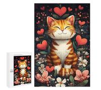Floral Heart Cat Art Print Puzzle 1000 Pièces Educa Jouet en Bois Cadeau Unique Décoration Intérieure Jeu Éducatif Challenge Toy Adultes Et Enfants À Partir De 14 Ans 1000 PCS