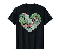 Floral Heart Succulent Botanical Watercolor Aesthetic T-Shirt