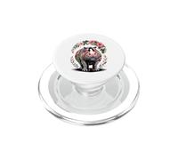 Floral Hippo Hippopotamus Lover Safari Animal Art PopSockets PopGrip pour MagSafe