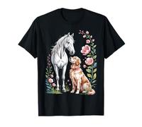 Floral Horse Dog Western Watercolor Boho Botanical T-Shirt