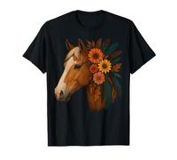 Floral Horse Love Horse Mom Cute Equestrian Lover Woman Girl T-Shirt