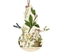 Floral in the Old Book Décorations de Noël en bois imprimées - 4 formes au choix : ange, cloche, arbre, bonhomme de neige | Bois sculpté respectueux de l'environnement pour décoration de sapin de Noël