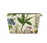 Floral in The Old Book Trousse de toilette de voyage en cuir, un organisateur de maquillage tendance et pratique, doré, Taille unique