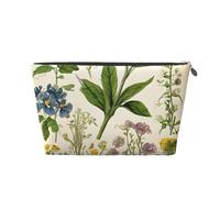 Floral in The Old Book Trousse de toilette de voyage en cuir, un organisateur de maquillage tendance et pratique, Argenté., Taille unique