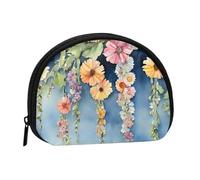Floral Ivy Blossoms Tree Full Format Imprimé Polyester Portable Mini Sac de Rangement Coquille Portefeuille Petit Portefeuille Coquille Sac de Rangement, Noir , Taille unique