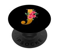 Floral J Alphabet Cute Initial Monogram Letter J Graphic PopSockets PopGrip Adhésif