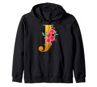 Floral J Alphabet Cute Initial Monogram Letter J Graphic Sweat à Capuche