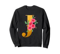 Floral J Alphabet Cute Initial Monogram Letter J Graphic Sweatshirt