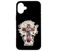Floral John 3:16 Verse biblique pour Dieu si aimé Le Monde Coque pour iPhone 16 Plus