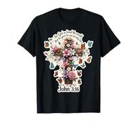 Floral John 3:16 Verse biblique pour Dieu si aimé Le Monde T-Shirt