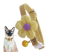 Floral Kitten Choker, Adjustable Pet Necklace, Soft Fabric Band with Golden Bell, Stylish Safety Buckle, Beautiful Animal Neck Accessories, Use for Daily Indoor Fashion