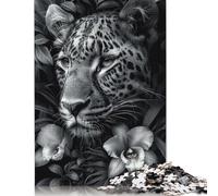 Floral Leopard Portrait Puzzle 1000 Pieces Cadeau Unique Jeu Éducatif Défi Jouet À De Qualité Supérieure Peinture Art pour Adultes Et Enfants À Partir De 14 Ans 1000pcs (38x26cm)