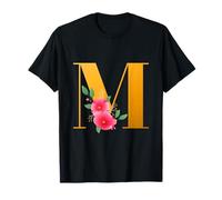 Floral M Alphabet Cute Initial Monogram Letter M Graphic T-Shirt