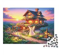 Floral Mansion Puzzle for Adultes 1000Pc Recyclable Fairy Tale House Senior Puzzles Difficile Et Stimulant Soulage La Démence Senile Activité 38x26cm/1000pcs