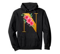 Floral N Alphabet Cute Initial Monogram Letter N Graphic Sweat à Capuche
