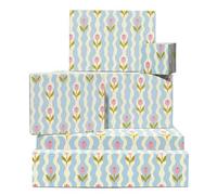 Floral Papier Cadeau - 6 Feuilles Papier Cadeau With Pink Tulip Pattern - Elegant Pastel Flower Design - Anniversaire, Mariage, Anniversaire, Or Housewarming - For Maman, Épouse, Amis