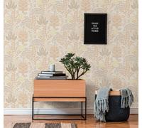 Livingwalls – Papier peint intissé Famous Garden 393491 Blanc/orange/jaune/taupe 10,05 m x 0,53 m