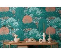 Livingwalls 393503 Papier peint intissé Motif forêt Orange Vert pétrole 10,05 m x 0,53 m Fabriqué en Allemagne