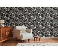 Livingwalls Papier peint intissé 394341 Jungle - 10,05 m x 0,53 m pour 5,33 m² - Noir et blanc
