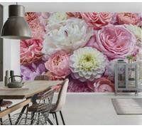 Floral Papier Peint Mural Vibrant Ressort Rose Fleurs Chambre Décor + Sans Colle