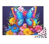 Floral Papillon coloré Carton Extra Épais Puzzle De Bricolage 12 Ans+ Belle Décoration Murale Jeu De Famille Stimulant 52x38cm/1000pcs