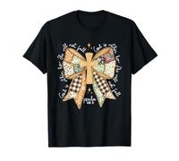Floral Patchwork Bow Cross God is Within Her Psaum 46:5 T-Shirt