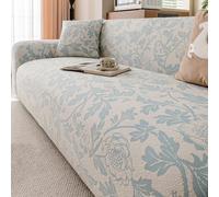 Floral Pattern Sofa Slipcovers, Vintage High Stretch Sofa Covers | Living Room Furniture Protector, Fitted Universal Couch Cover, Stylish Couch Covers For Dogs Pets Cats(Blue,4 Seater)