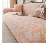 Floral Pattern Sofa Slipcovers, Vintage High Stretch Sofa Covers | Living Room Furniture Protector, Fitted Universal Couch Cover, Stylish Couch Covers For Dogs Pets Cats(Orange,3 Seater)