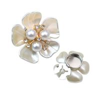 Floral Pearl Button Covers - Crystal Fancy Blouse Accessory | On Shirt Decoration, Wedding Dress Tuxedo Accent, Removable Jewelry Clips For Women Formal Evening Party Gift